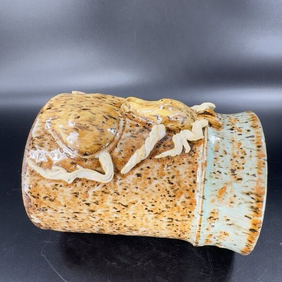 Hand Made Stoneware Pottery Coffee Mug Cup Unicorn Horse Raised Mug Brown VTG - Picture 10 of 16